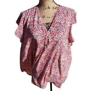 CAROLINA belle floral flutter sleeve pin tucked‎ blouse plus size 2X NEW!!!!
